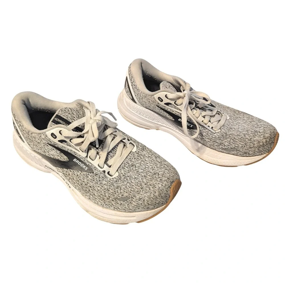 Brooks Adrenaline GTS 23 Grey White Running Shoes 1203811B112 Womens 7.5 Medium